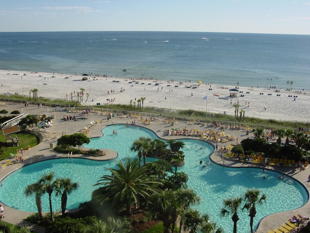 exterior space featuring a view of the beach