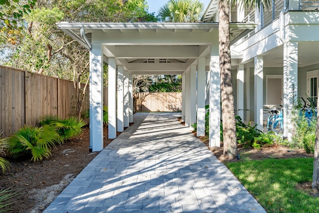 view of patio featuring a carport