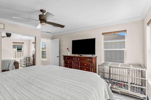 135 Grayling Way, Inlet Beach, FL 32461 - bedroom with ornamental molding, ceiling fan, and a closet