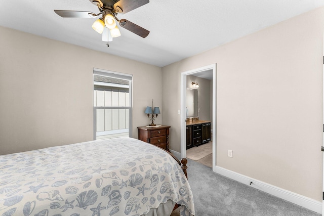 135 Grayling Way, Inlet Beach, FL 32461 - bedroom featuring light carpet, baseboards, ensuite bath, and ceiling fan