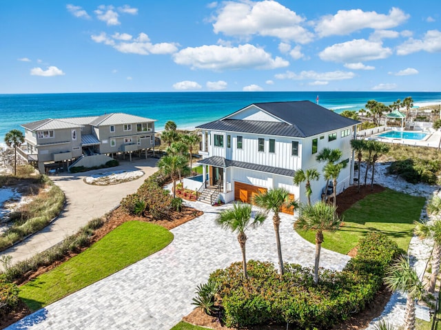 bird's eye view featuring a water view