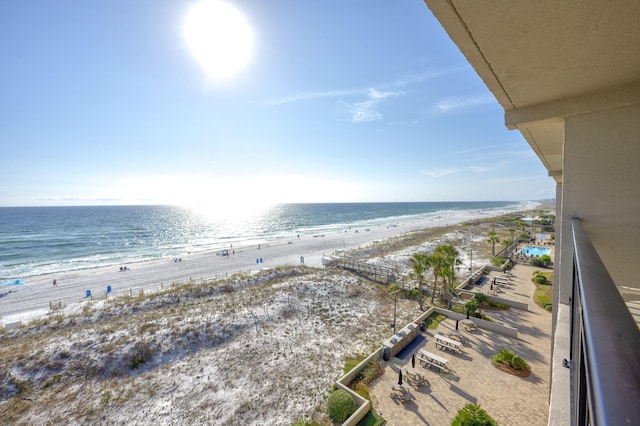 property view of water with a beach view