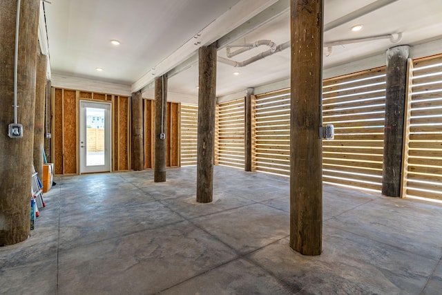 interior space with concrete floors