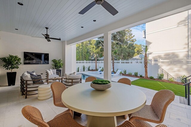 view of patio / terrace with ceiling fan