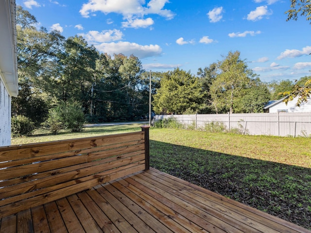 deck featuring a yard