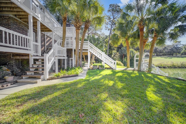 view of yard with a deck