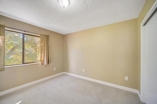 spare room featuring carpet flooring and a textured ceiling