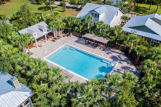 view of pool featuring a patio