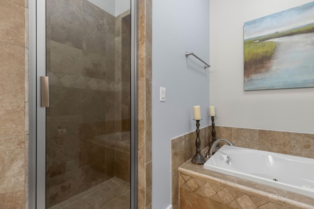 bathroom with plus walk in shower