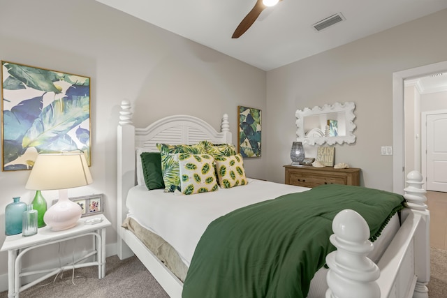 bedroom with carpet flooring and ceiling fan