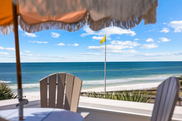 view of water feature with a view of the beach