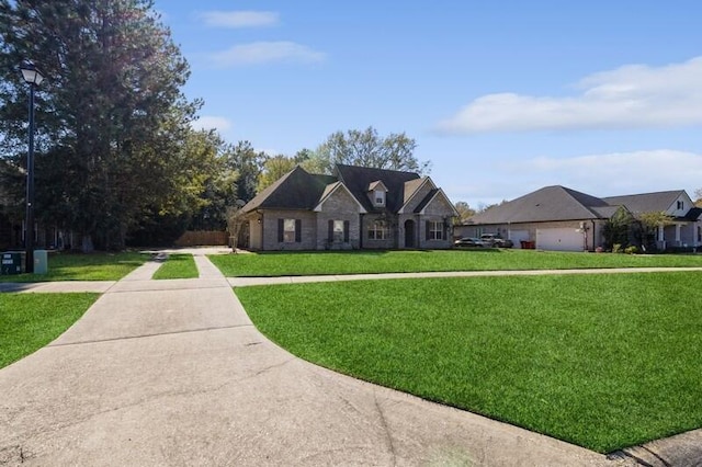 ranch-style home with a front lawn