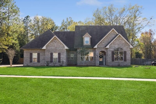 view of front of property featuring a front lawn