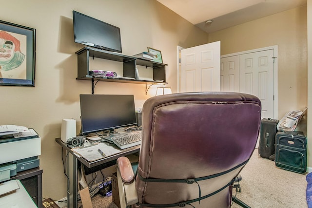 view of carpeted office space