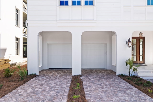 garage featuring french doors