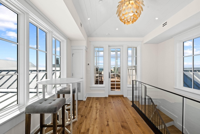 interior space featuring lofted ceiling