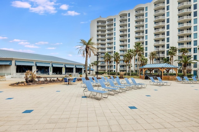 view of swimming pool with a gazebo