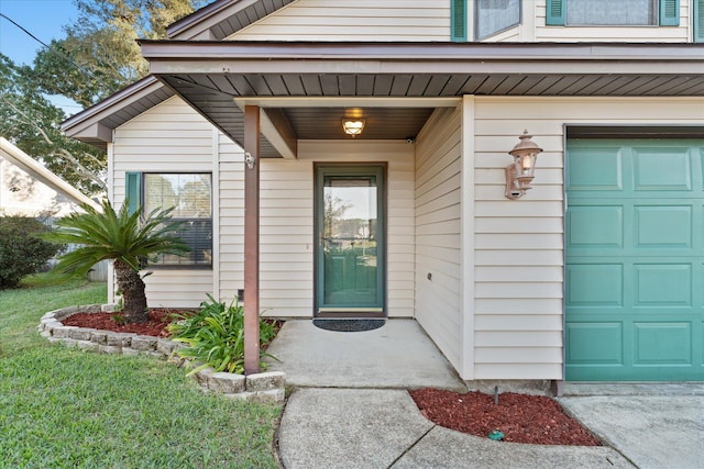 entrance to property with a garage