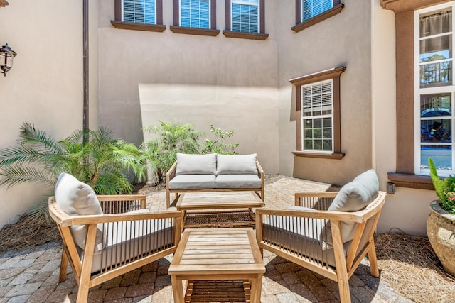 view of patio featuring an outdoor hangout area