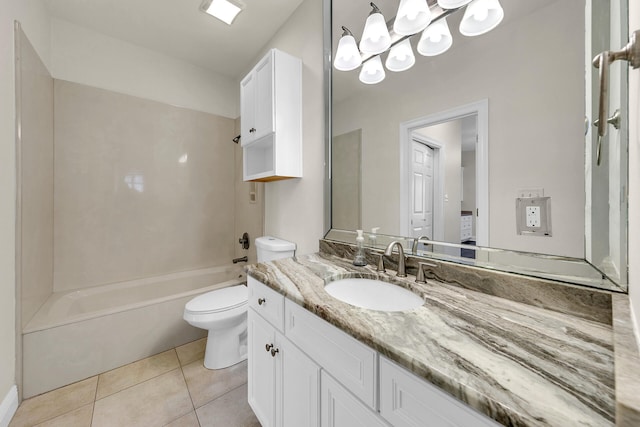 full bathroom with tile patterned floors, vanity, toilet, and shower / bath combination