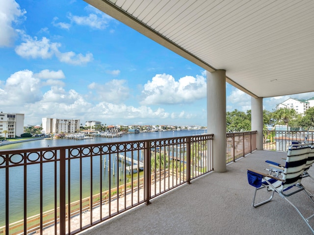 balcony with a water view