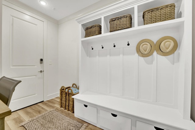 mudroom with light wood-type flooring