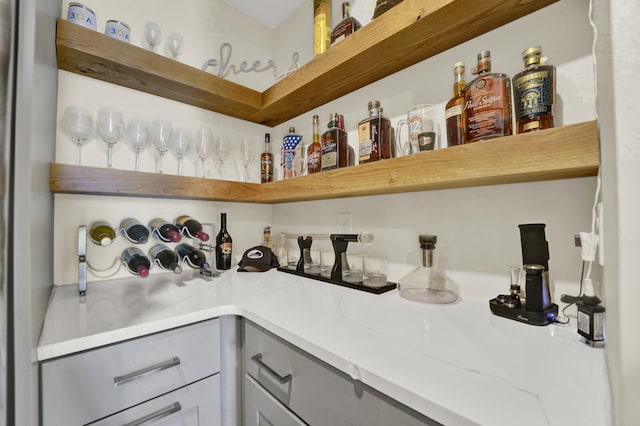 interior space featuring gray cabinets