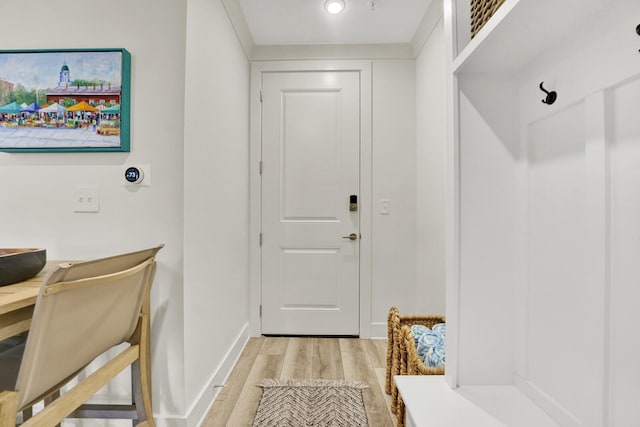 mudroom with light wood-type flooring