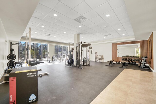 179 S County Highway 393 # 324, Santa Rosa Beach, FL 32459 - workout area with a paneled ceiling and plenty of natural light