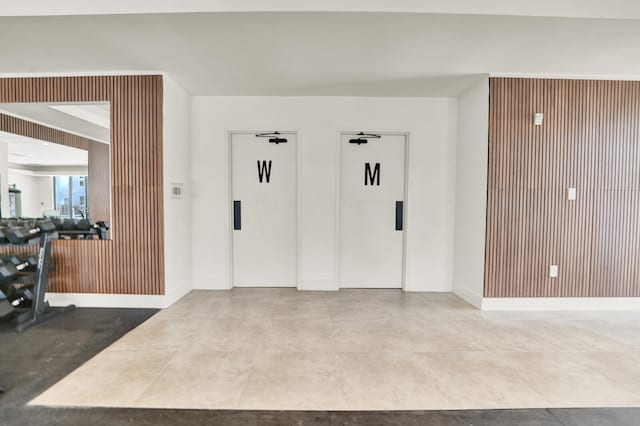 interior space featuring tile patterned flooring