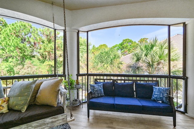 view of unfurnished sunroom