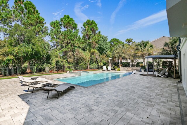 view of swimming pool with a patio area