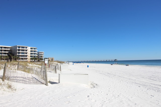 property view of water with a beach view