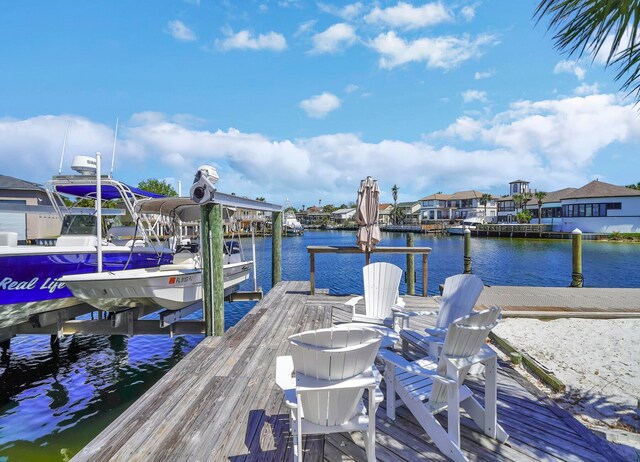 dock area with a water view