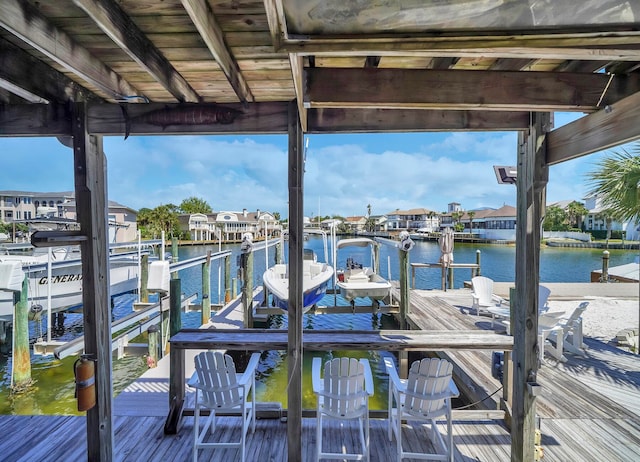 view of dock featuring a water view