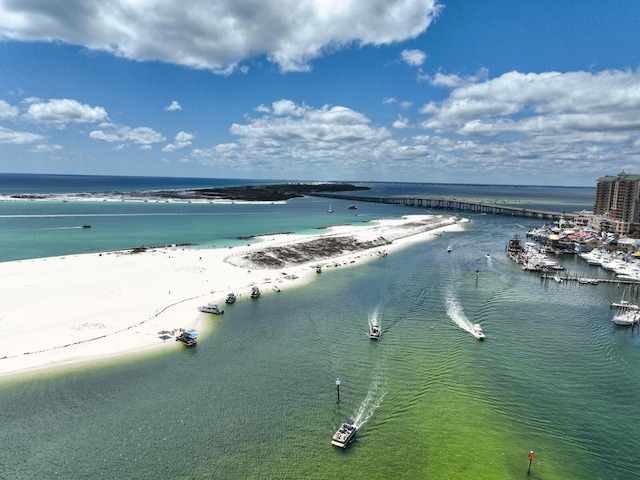 property view of water with a beach view