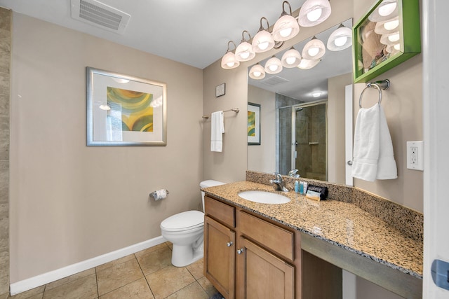 4207 Indian Bayou Trl Unit 2216, Destin, FL 32541 - bathroom with a stall shower, tile patterned floors, vanity, toilet, and baseboards