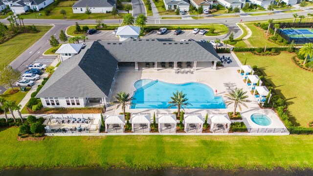 131 W Lafayette Rd, Inlet Beach, FL 32461 - aerial perspective of suburban area with a pool