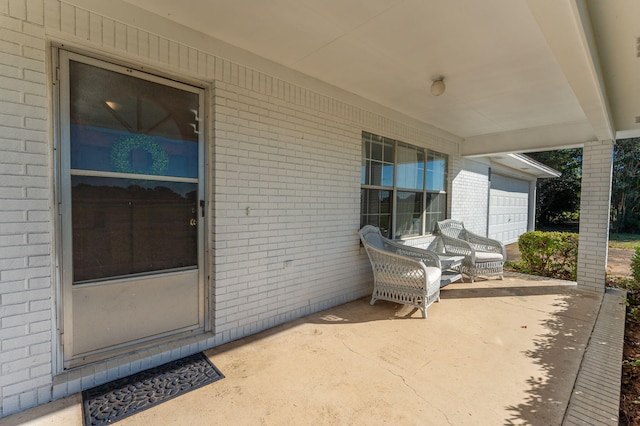 view of patio / terrace with a garage