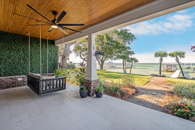 view of patio / terrace featuring ceiling fan