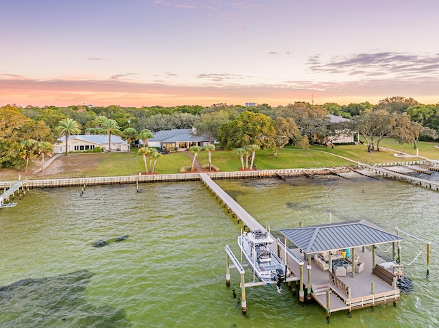 view of dock featuring a water view