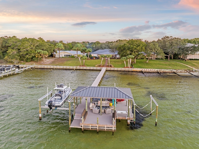 view of dock featuring a water view