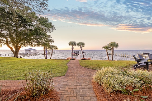 exterior space with a dock