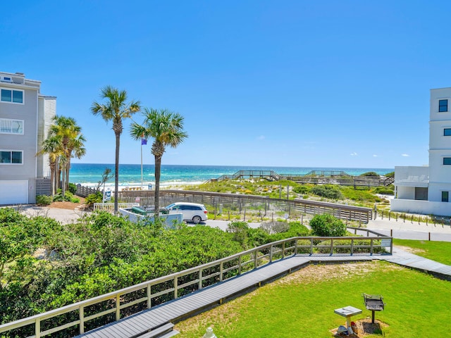 view of water feature featuring a view of the beach