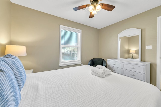 bedroom featuring ceiling fan