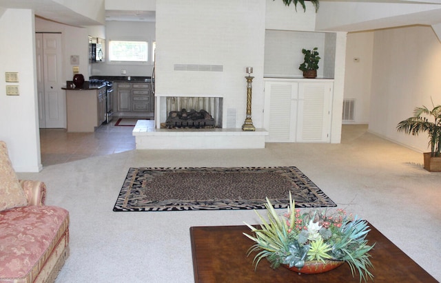 living room with carpet