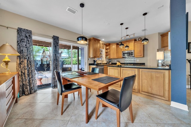 view of tiled dining room