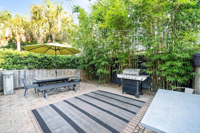 view of patio / terrace with a grill