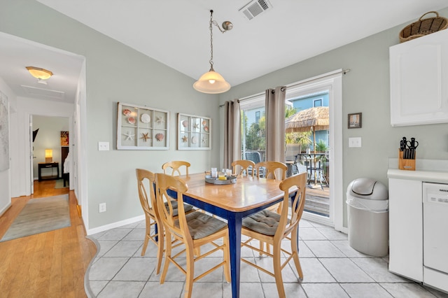 view of tiled dining space