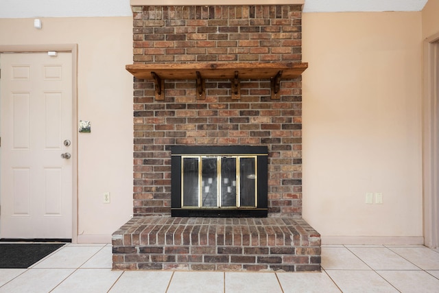 interior details with a fireplace